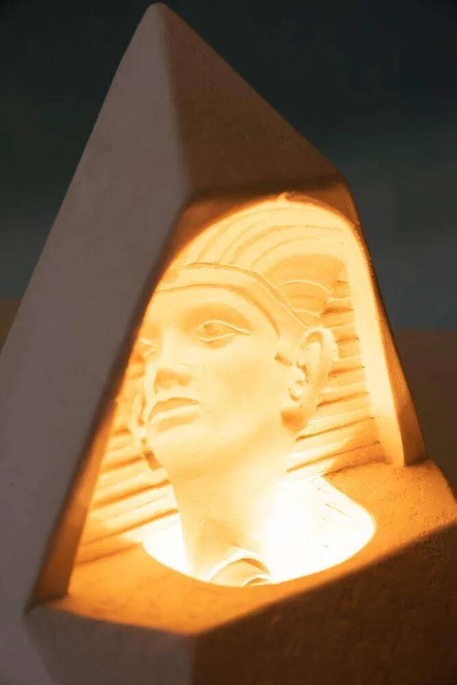 Egyptian stone table lamp, vintage 70s/80s mood lamp.