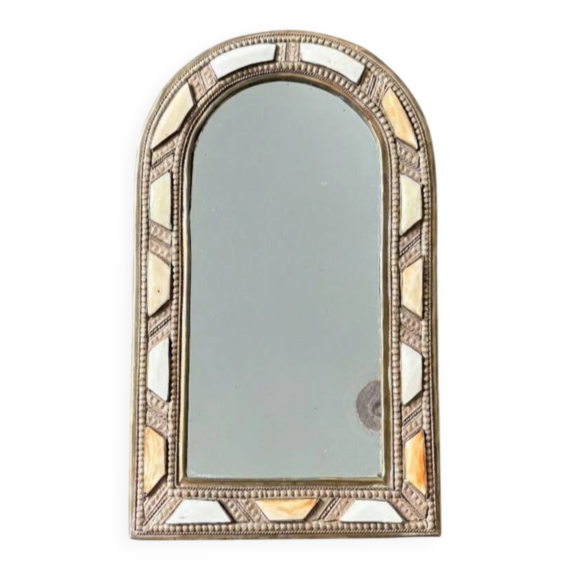 Moroccan Artisan Mirror in Brass and Bone - Moorish Style