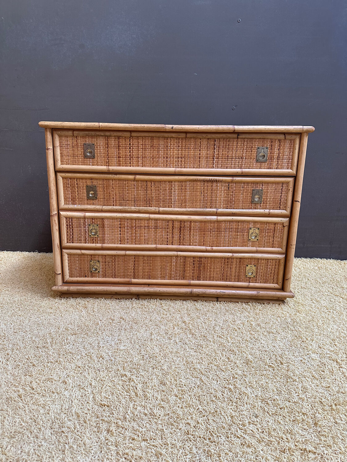 Dal Vera bamboo and rattan chest of drawers