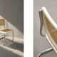 Set of 2 Vintage MidCentury Italian Modern White Wood&French Wicker Chairs