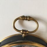 Leather and brass bulging witch mirror 1970 21cm