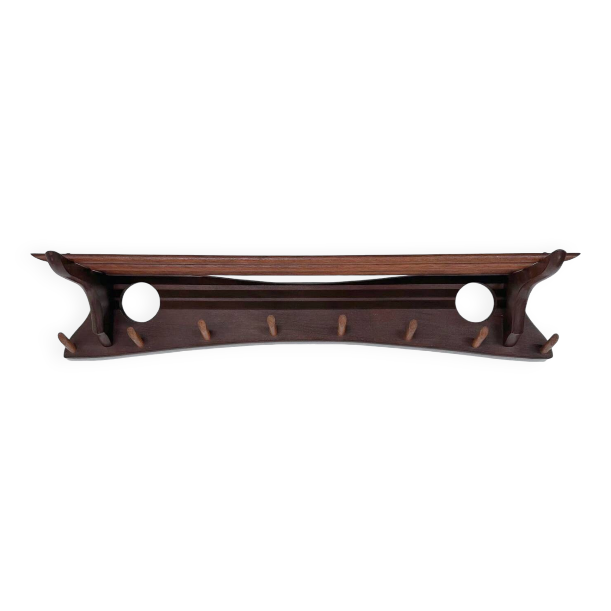 Vintage Wall Coat Rack of Solid Teak , 1960s | Two-tone Wood