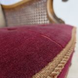 1930s, Danish 3-seater sofa, red furniture velour, furniture mesh.