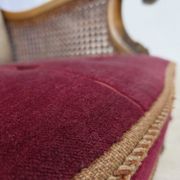 1930s, Danish 3-seater sofa, red furniture velour, furniture mesh.