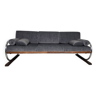 Canapé Bauhaus chromé par Robert Slezak pour les usines Slezak, années 1930