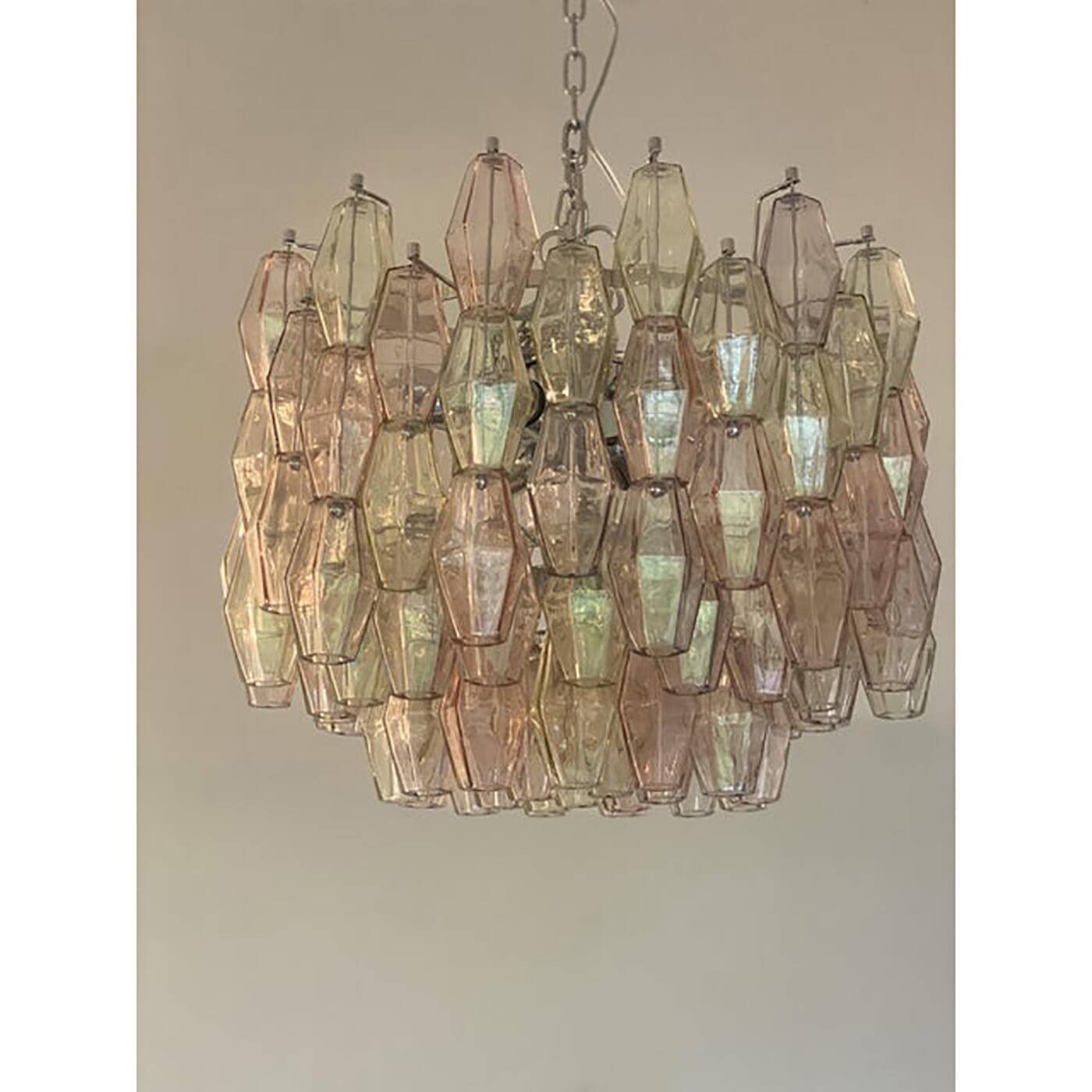 Contemporary “Poliedri” Murano Glass Chandelier