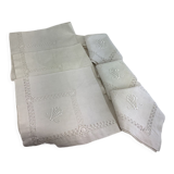 6 Antique Linen Napkins monogram