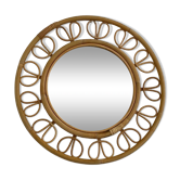 Miroir rond année 50 en bambou et rotin Franco Albini