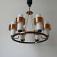 Large ceiling light with 6 arms in copper metal and glass, 1960s, Germany