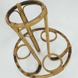 mid century PLANT STAND rack 1950s 60s bamboo rattan hawaii tiki era