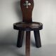 Sculptural oak brutalist chunky tripod stool, ca 1960s