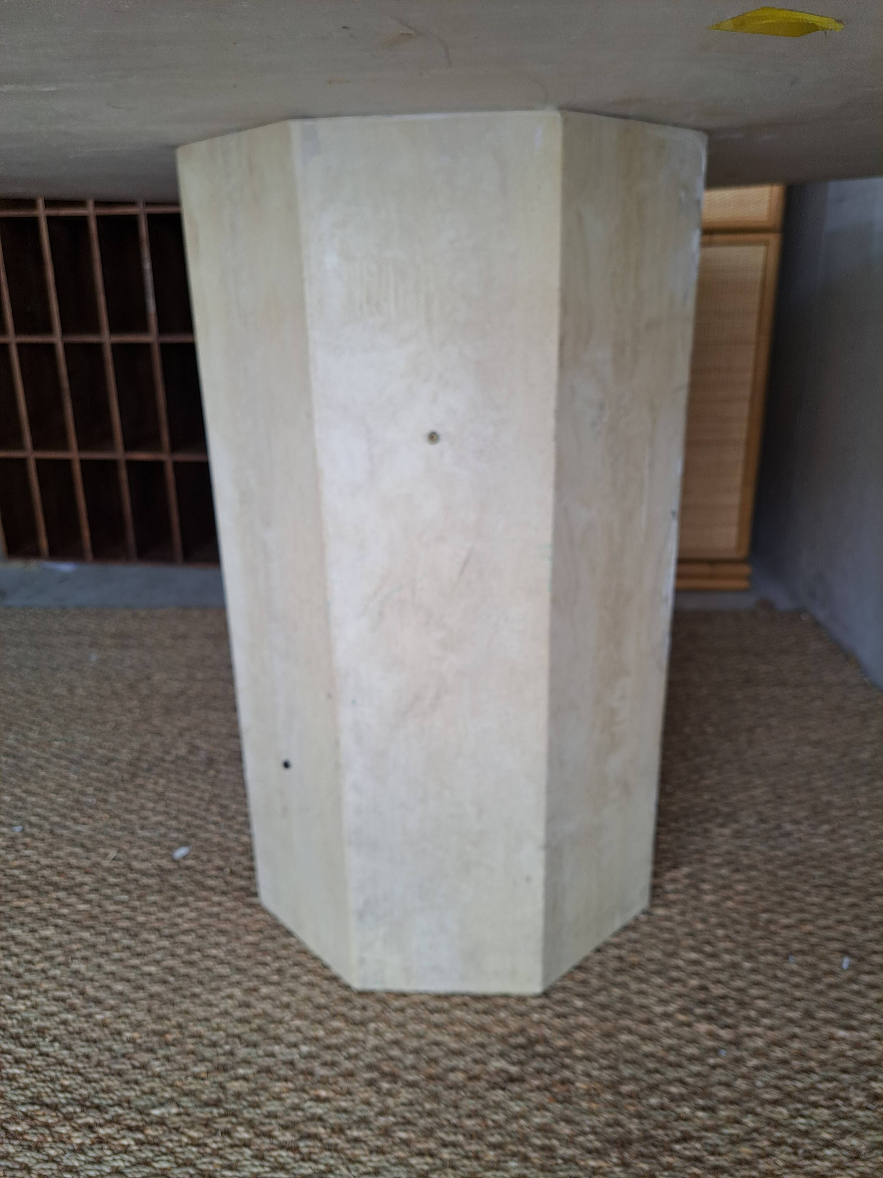 Hexagonal travertine dining table 80s