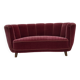 1960s, Danish 2-seater "Banana" sofa, red furniture velour, oak wood.