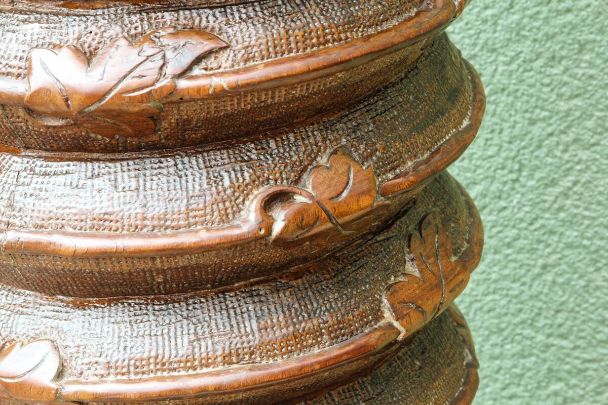 Column, carved walnut press screw, 19th century