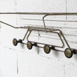 Vintage 1960s golden brass wall coat rack