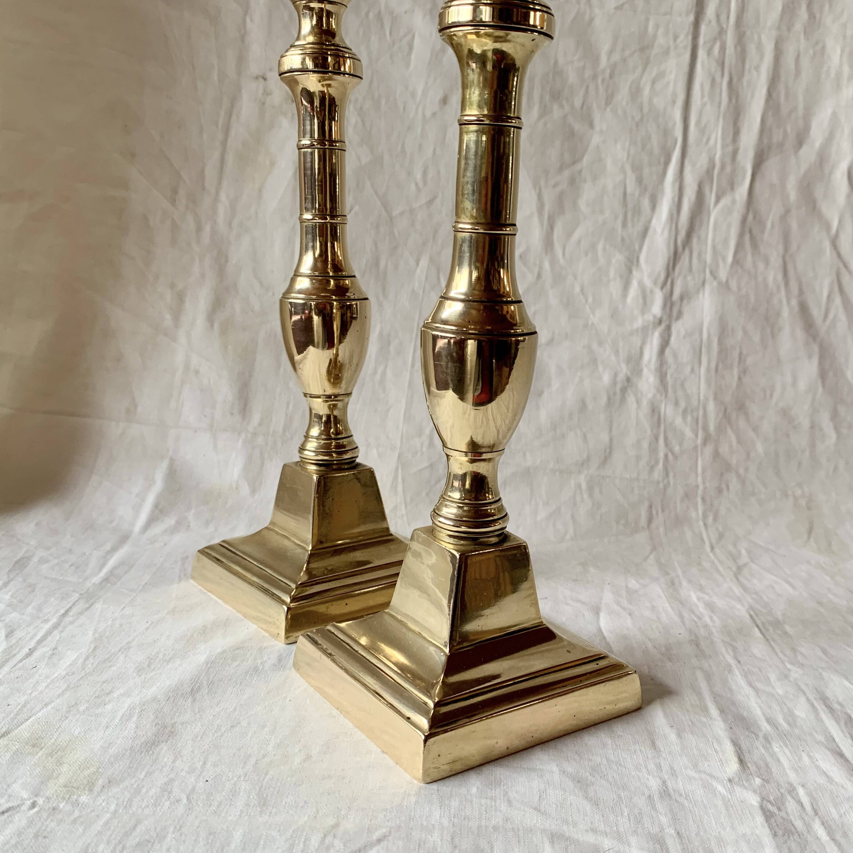 Pair of antique brass candlesticks