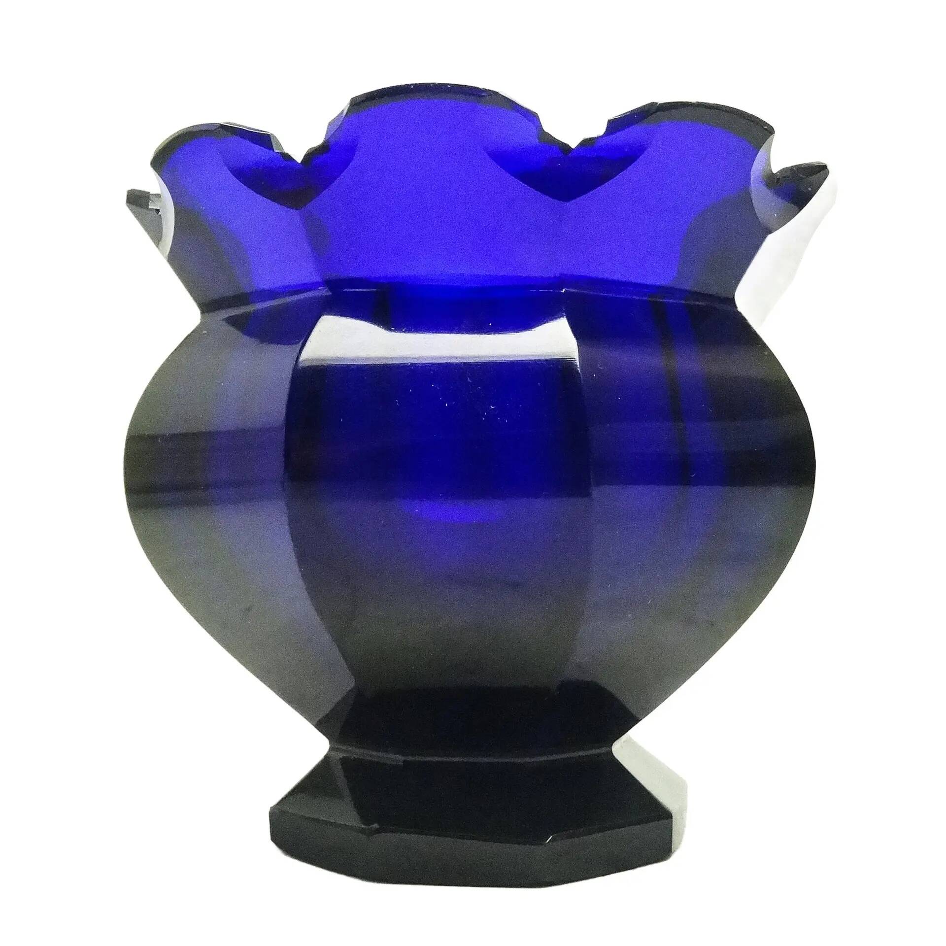 Vase Biedermeier, verre cobalt, République tchèque, 19e siècle