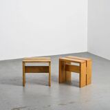 Pair of pine stools, Les Arcs circa 1970