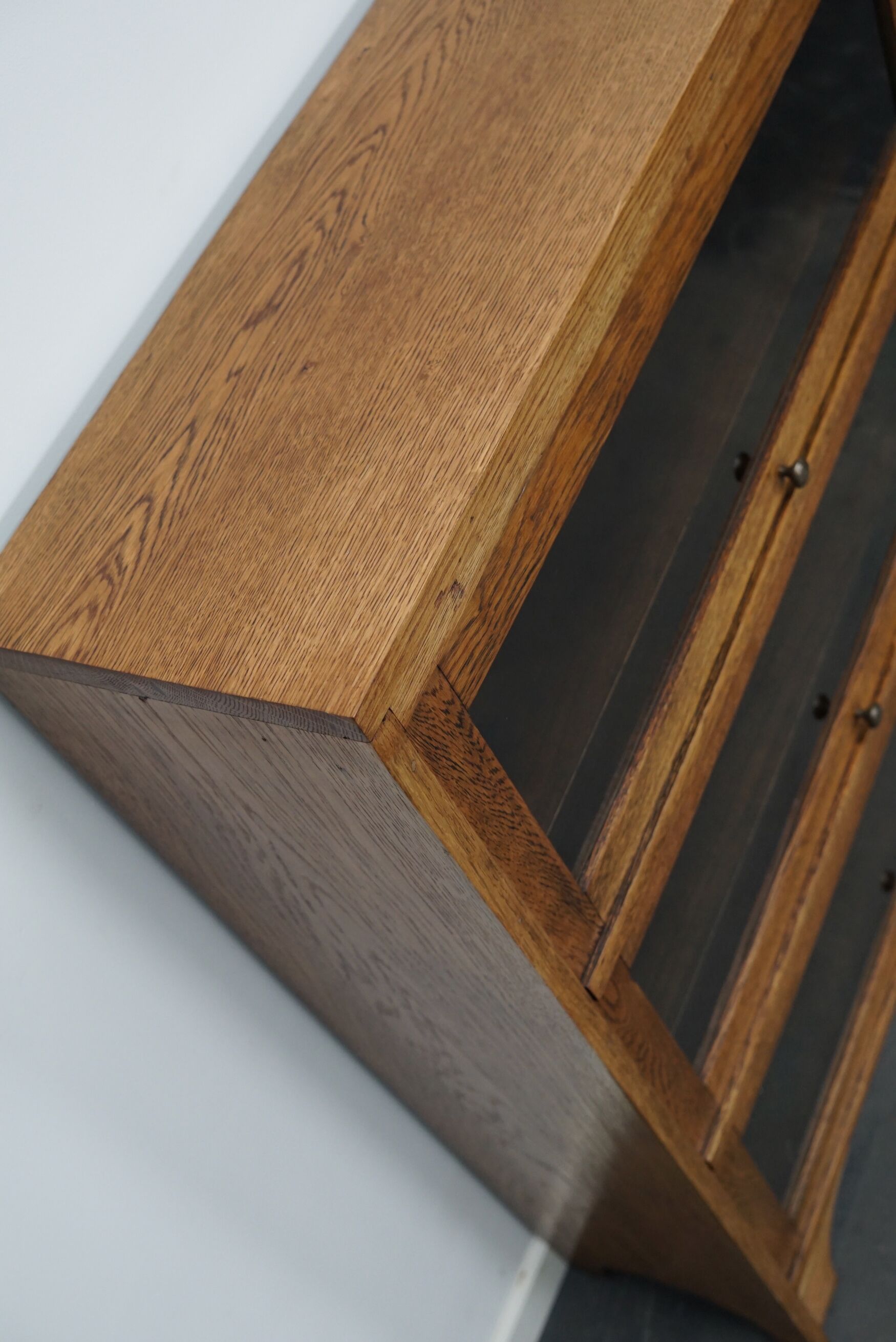 German Oak Bookcase with Folding Doors In Style of Globe Wernicke, ca 1930s