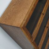 German Oak Bookcase with Folding Doors In Style of Globe Wernicke, ca 1930s