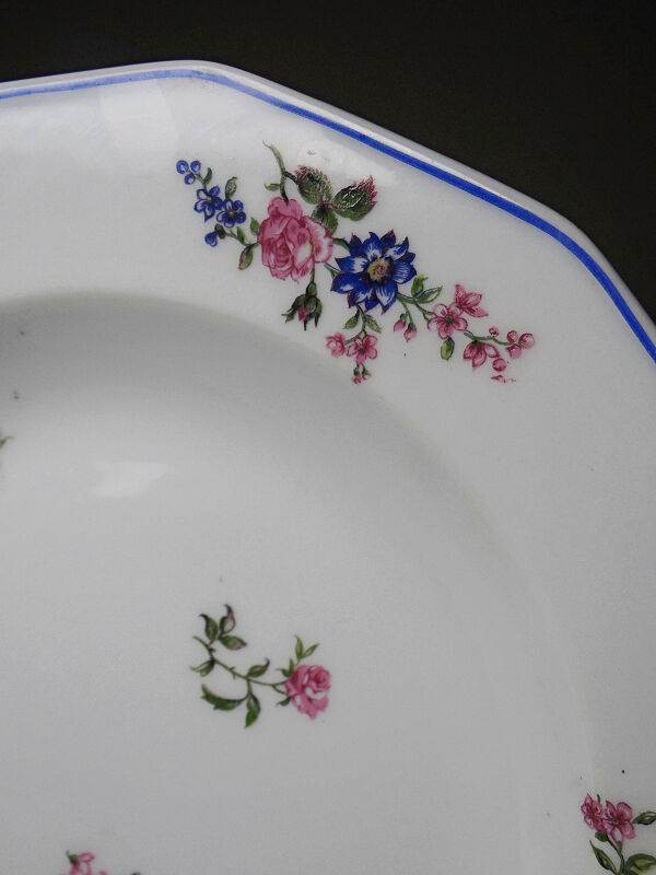 4 assiettes creuses Bernardaud porcelaine de Limoges décor floral années 20-50