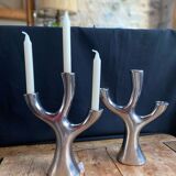 Silver tree shaped candle holders 3 branches