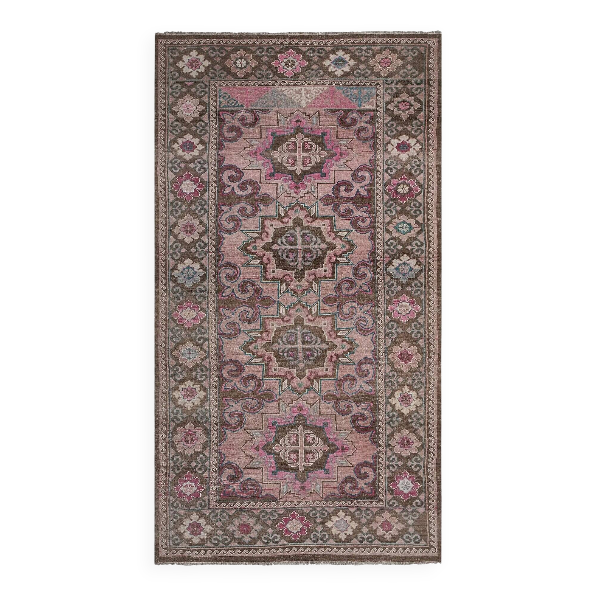 Vintage Turkish Oushak rug 216x391 cm
