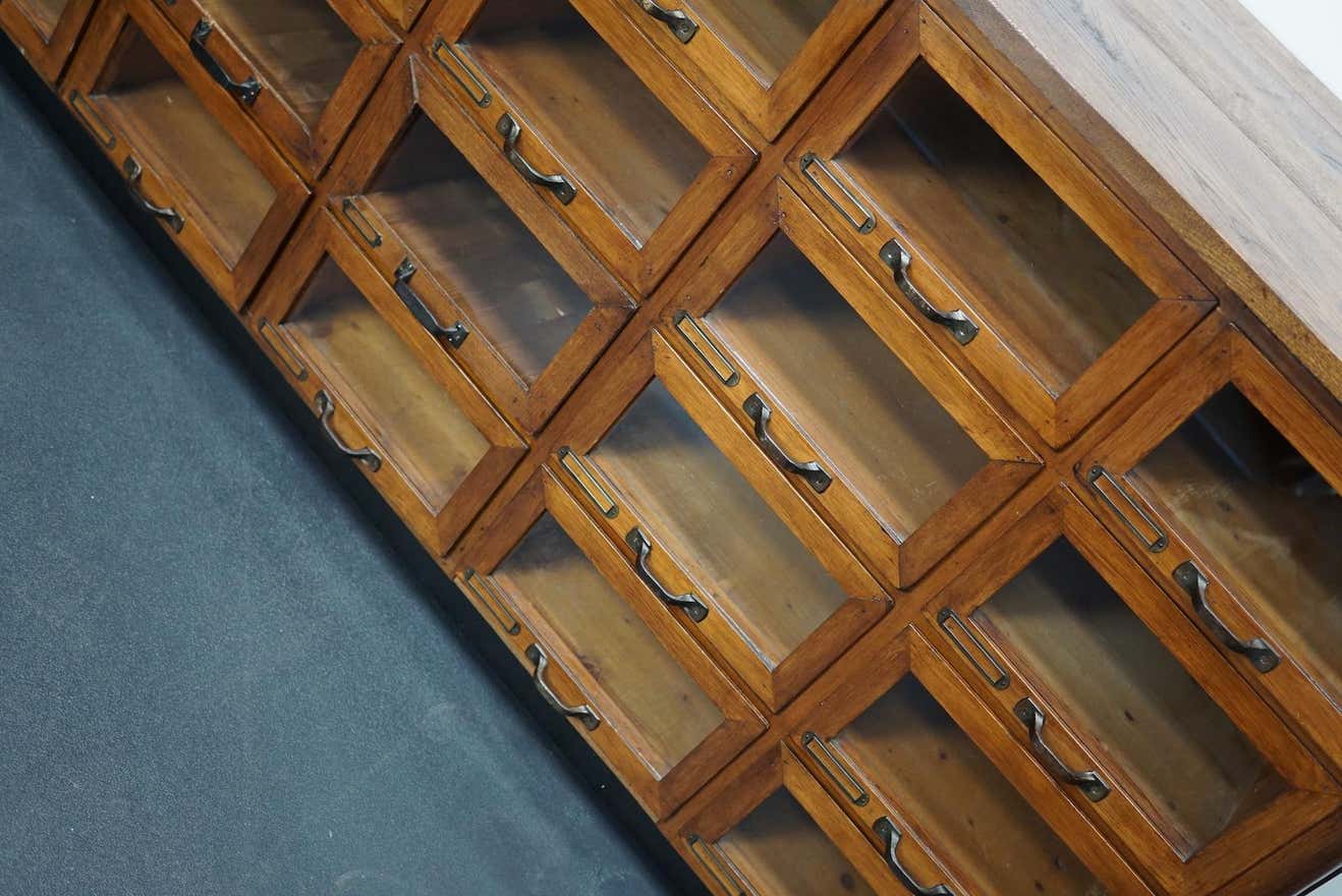 Vintage dutch oak haberdashery cabinet 1930s