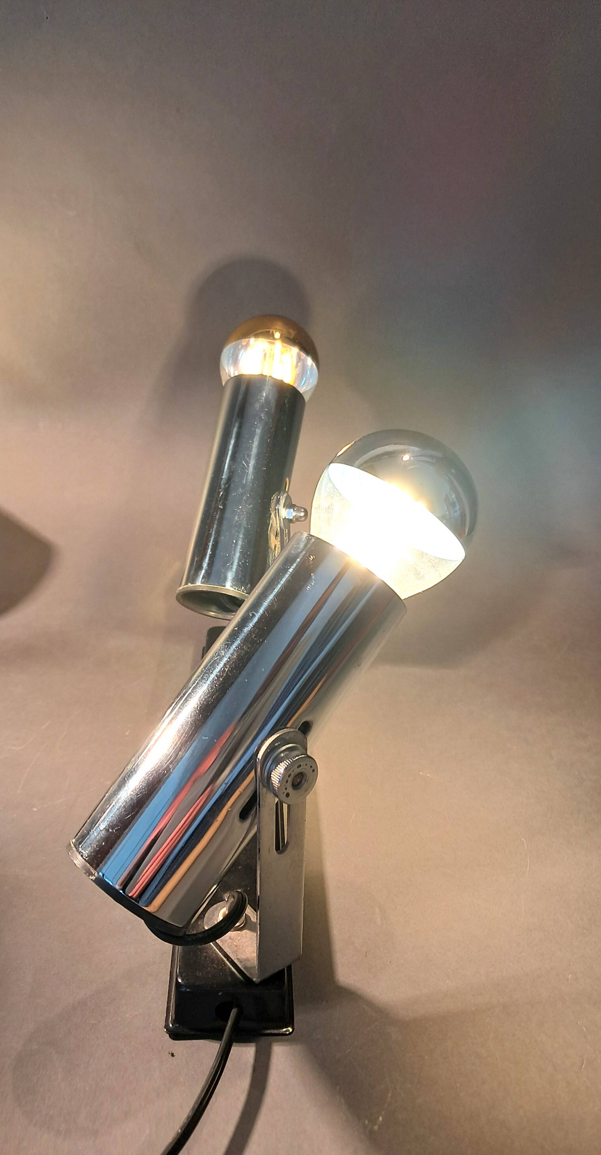 Pair of modernist chrome wall lights 1960.
