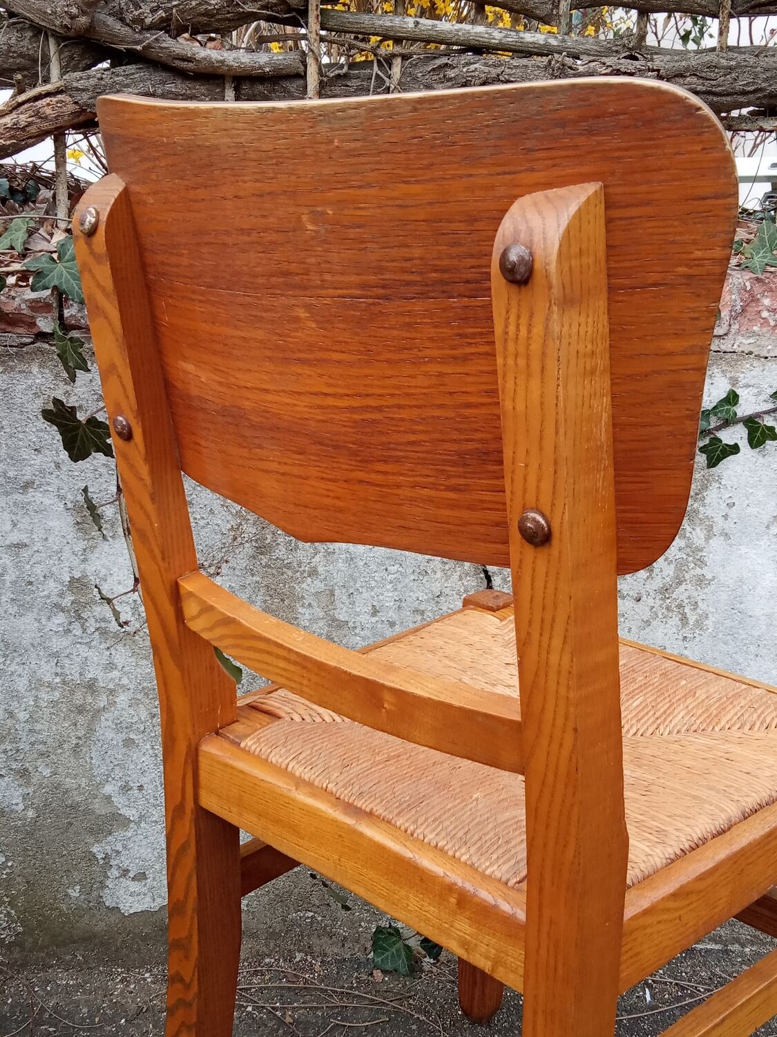 Paire de chaises paillées années 50