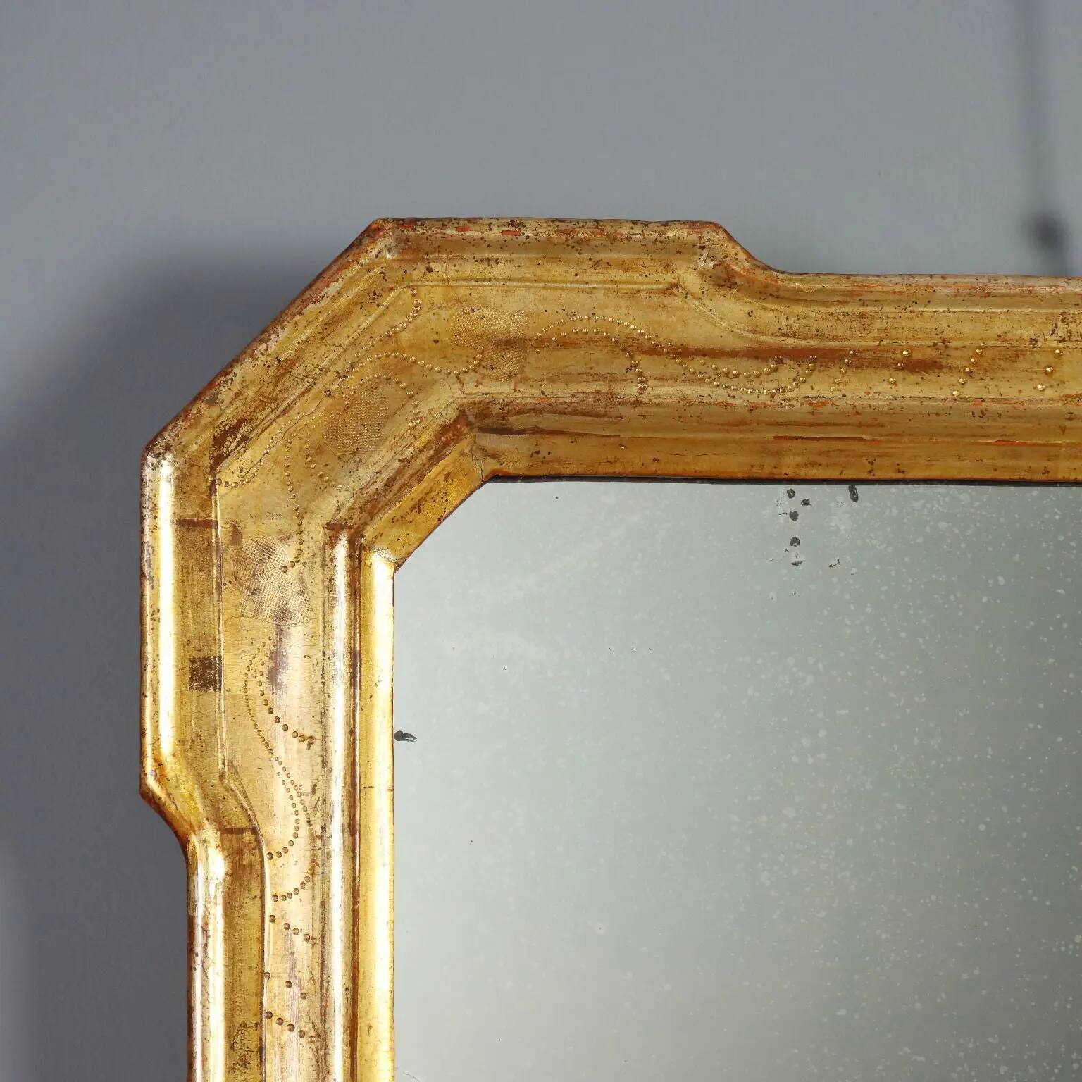 Antique cabaret mirror in gilded wood, Italy, 19th century
