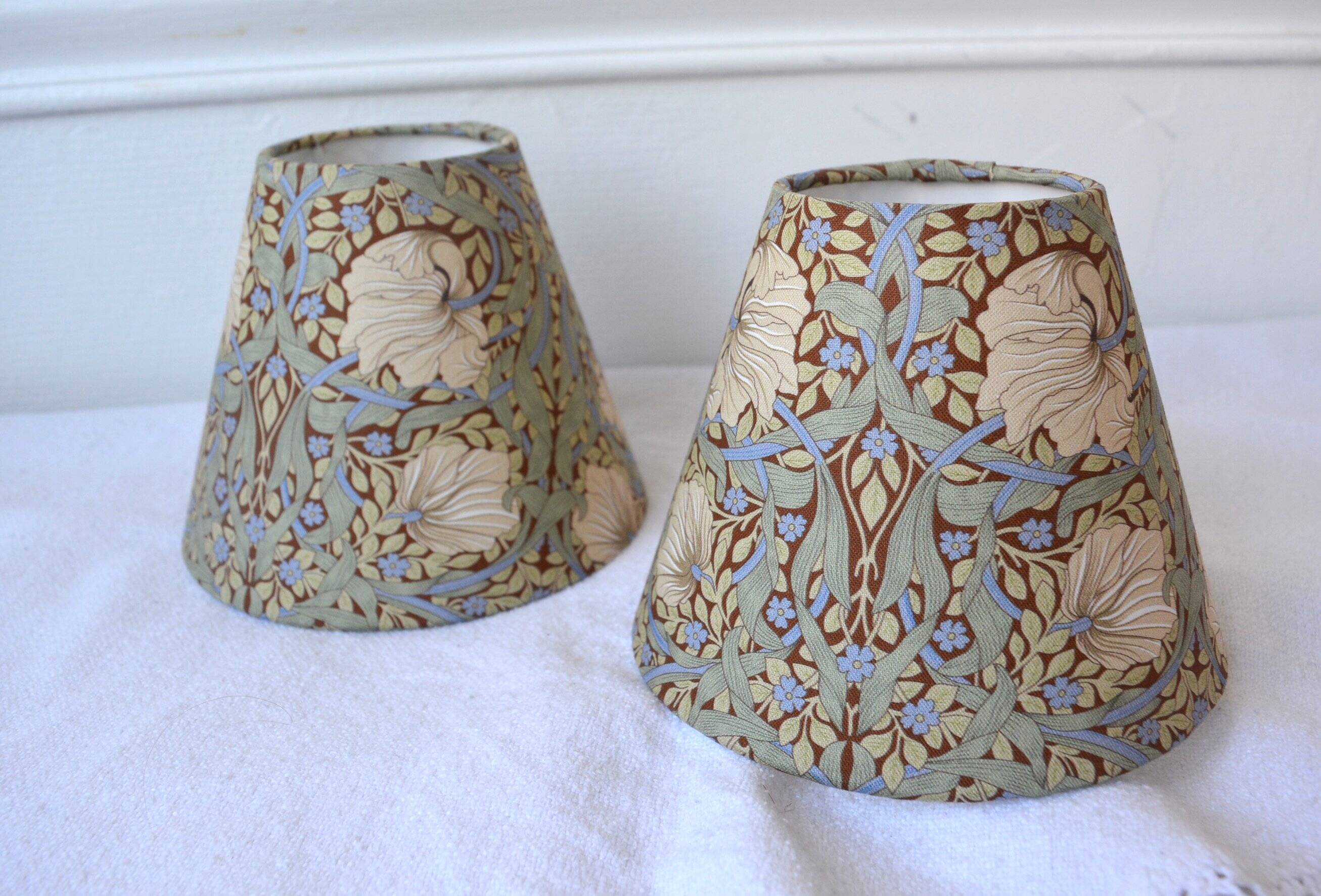 2 Art Nouveau lampshades with green flowers