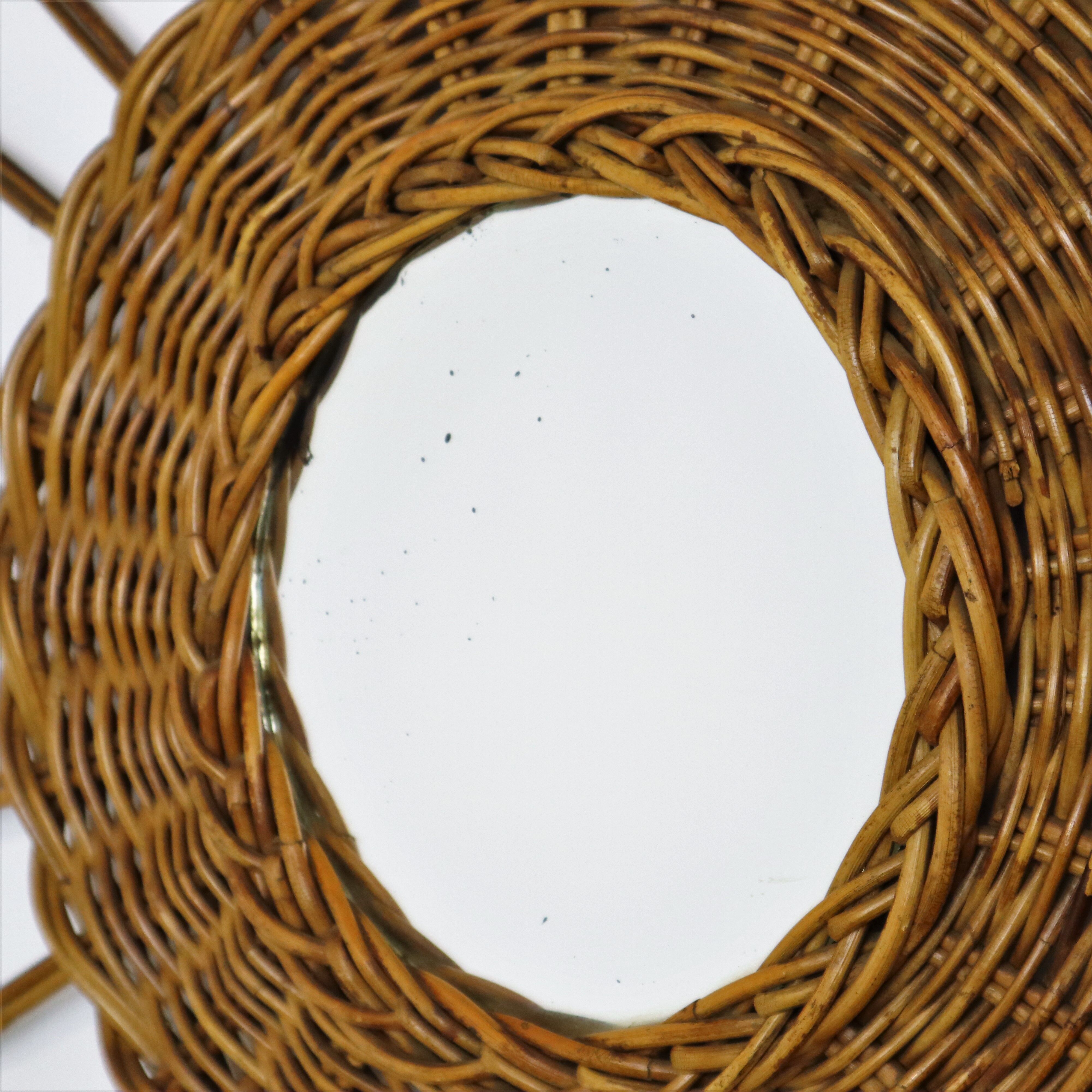 Mirror in rattan vintage 44cm