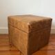 Pouf coffre cuir patchwork vintage circa 1960