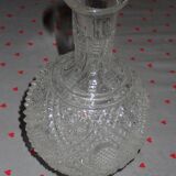 Glass, decanter, flat and old glass bowl with relief