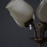 Brass and Glass Mid-Century Chandelier by Itsu, Finland, 1950s