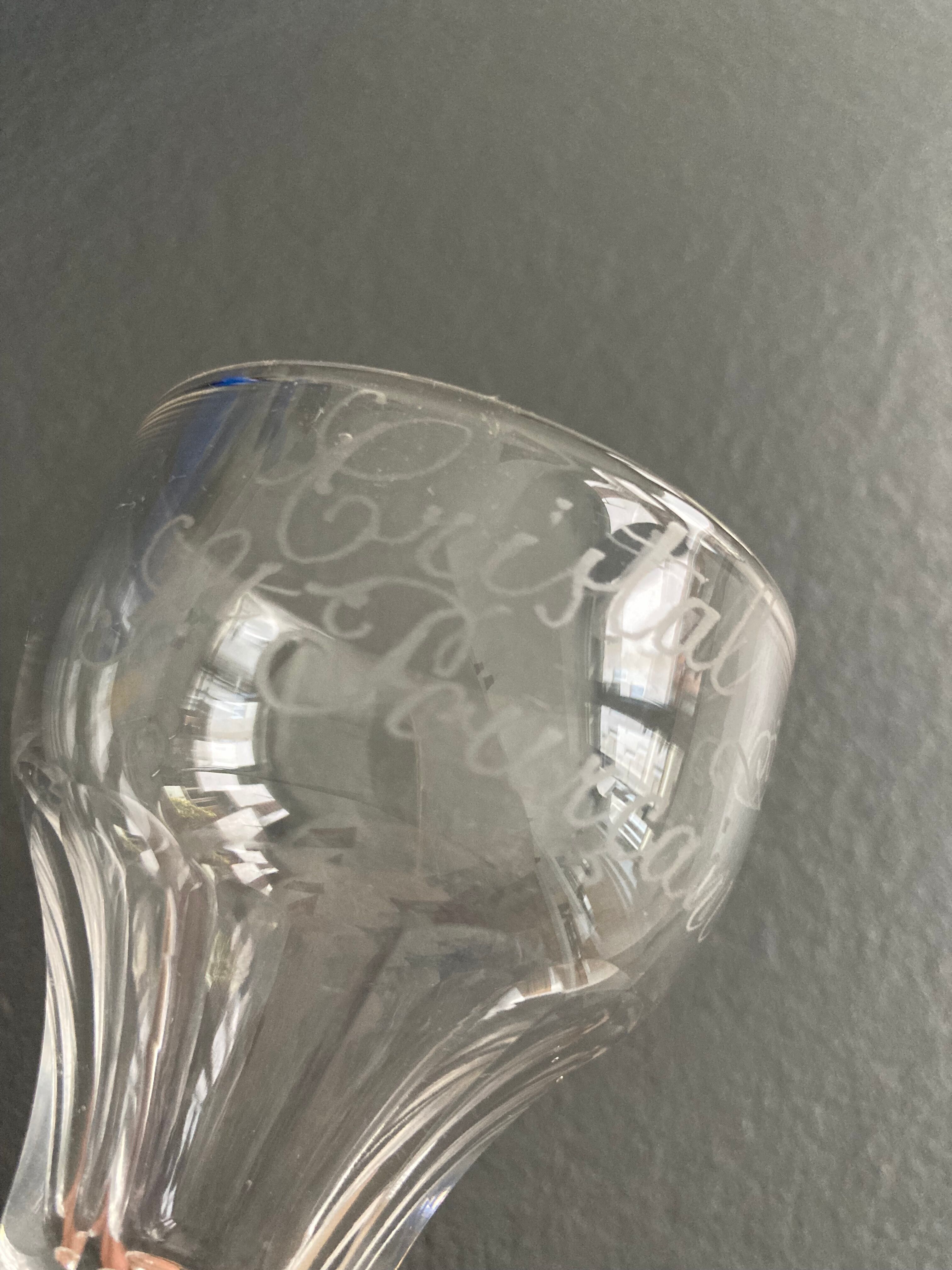 Set 9 crystal wine glasses engraved Saint Pourçain