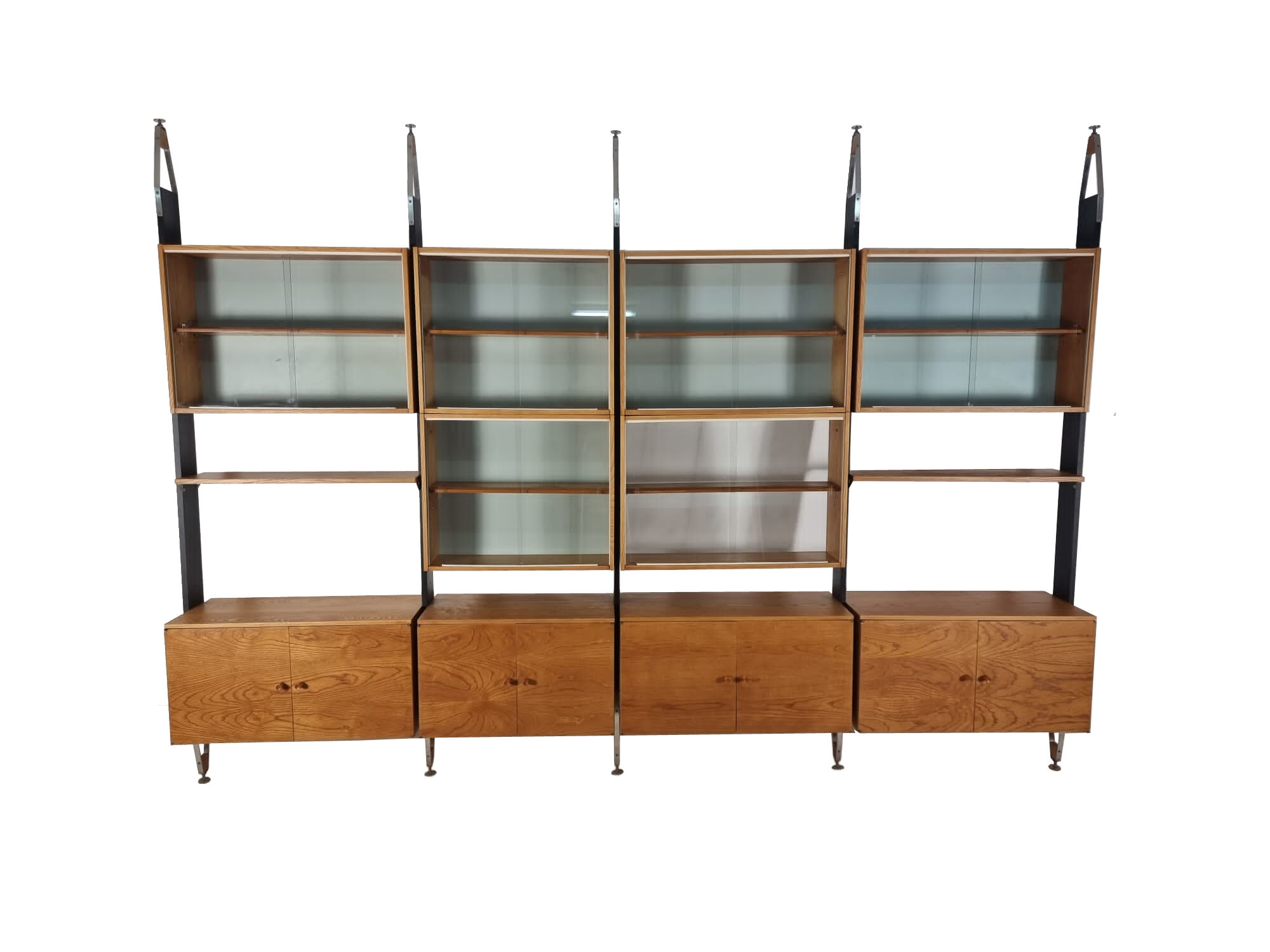 Unité murale modulaire vintage par Jitona, années 1960, ensemble de 4