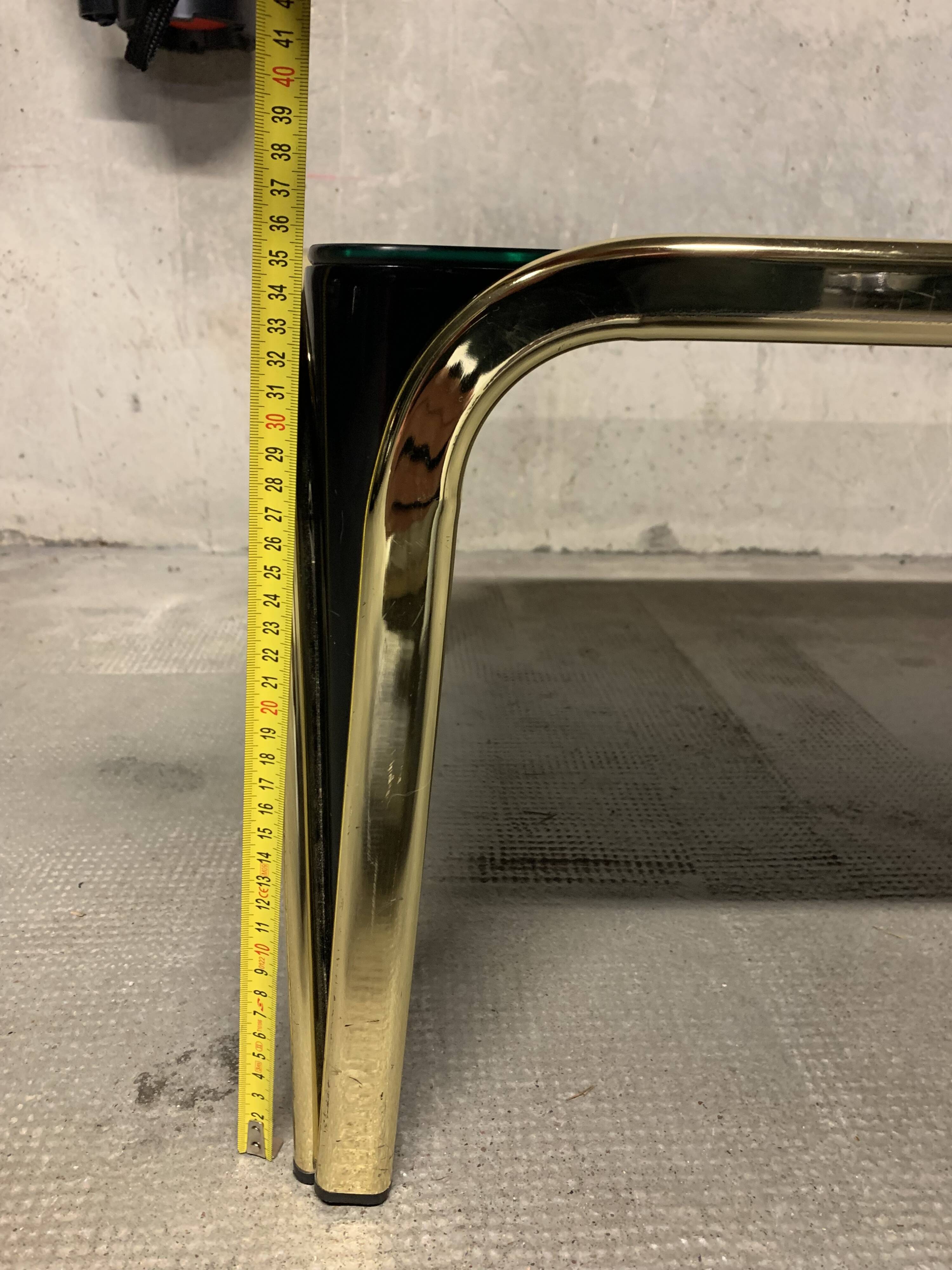 Vintage design coffee table glass and gold metal