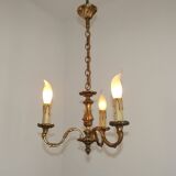 French Antique Art Nouveau Style 3-Light Quality Bronze Chandelier