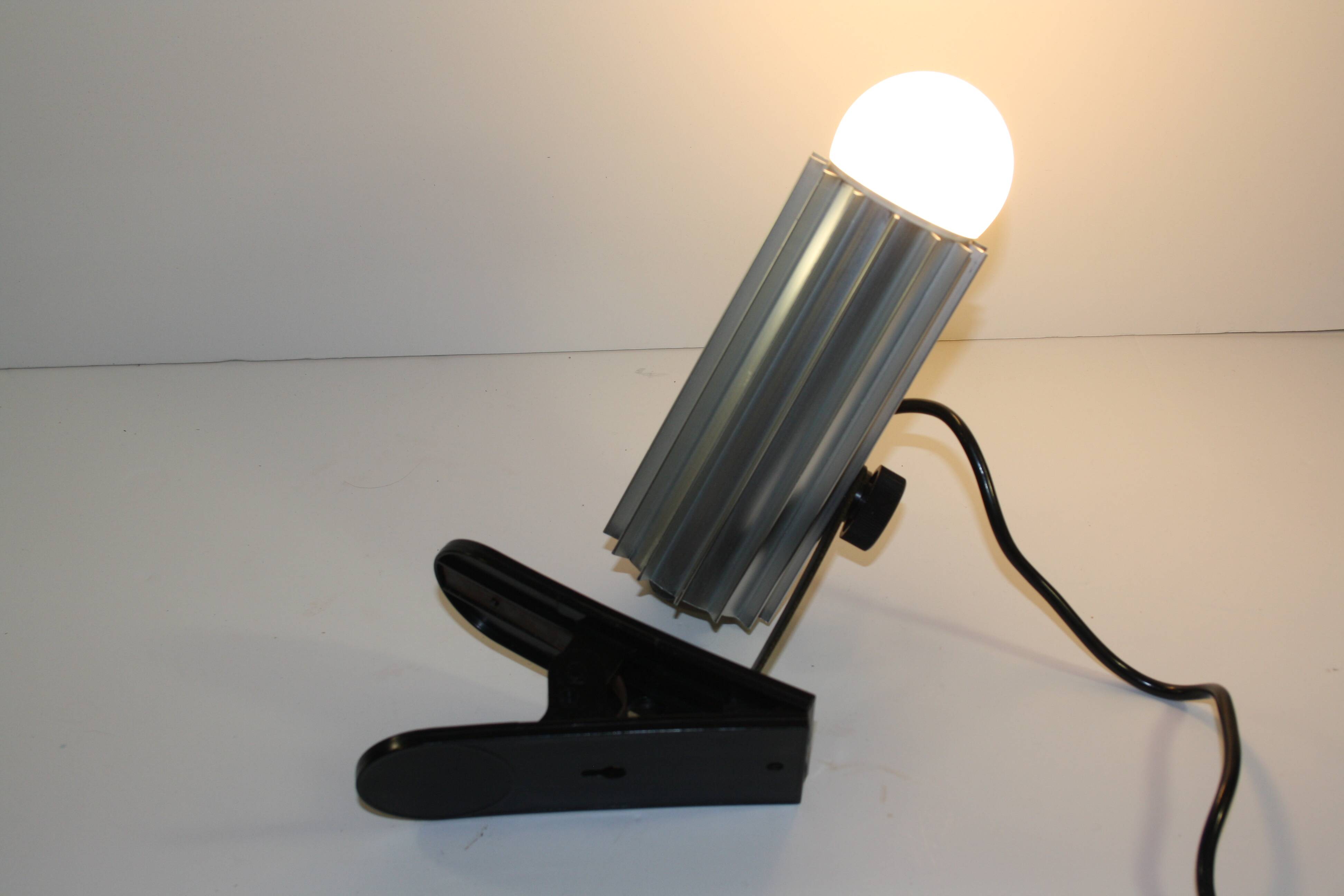 Silver lamp with vintage clamp.