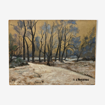 Oil on vintage landscape panel