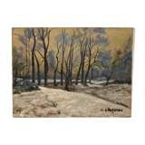 Huile sur panneau paysage vintage