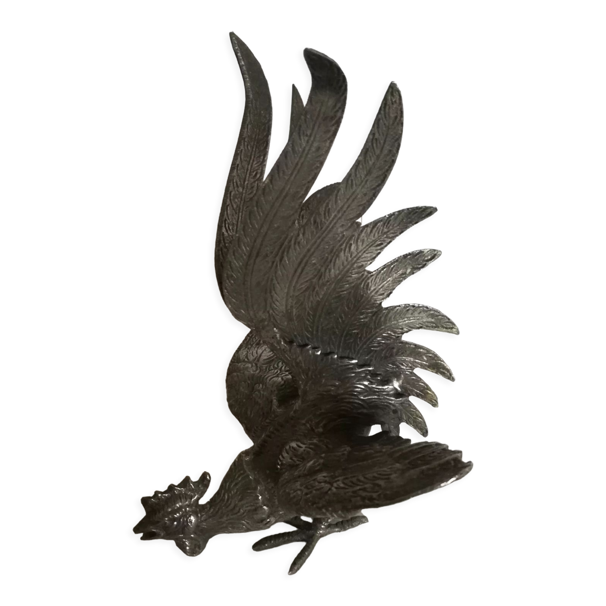 Silver metal rooster / Greenhouse book