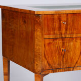 Restored biedermeier walnut writing desk, revived polish, czechia, 1830s