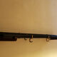 Teak, brass and black metal coat and hat rack, 1960