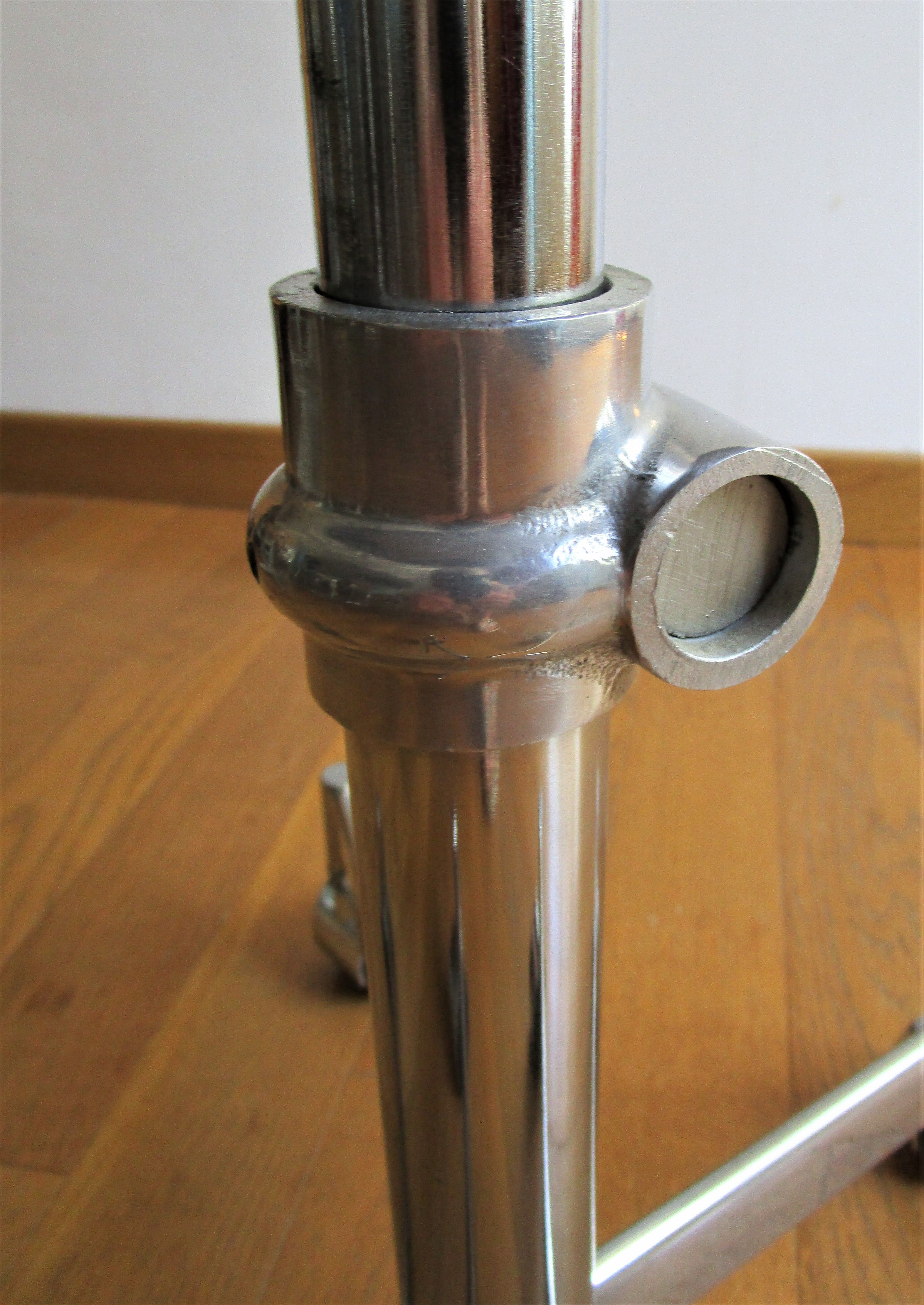 Adjustable office stool foot chrome wheels sitting vintage fabric