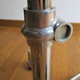 Adjustable office stool foot chrome wheels sitting vintage fabric