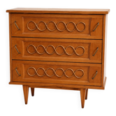 Commode vintage estampillée en bois – 3 tiroirs