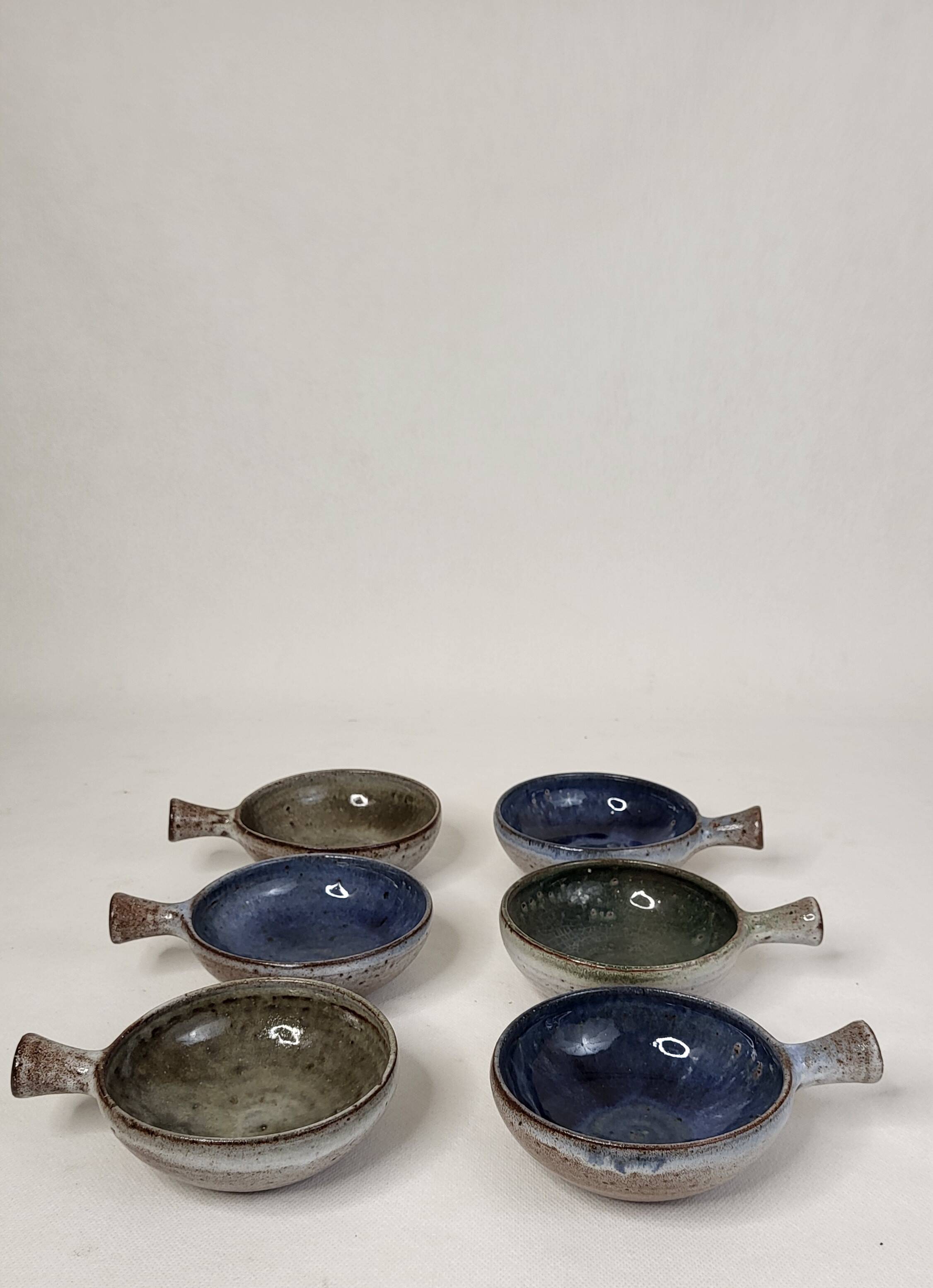 6 J&N Pierlot Ratilly stoneware cups - Puisaye